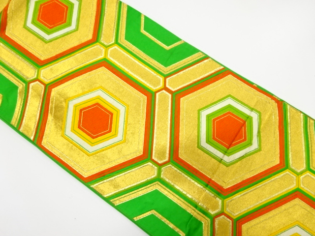 アンティーク　亀甲重ね模様織り出し袋帯（材料）